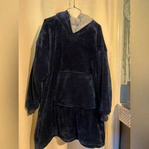 Cozy Navy Blue Oversized Hoodie Fleece Lined
